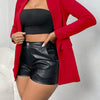 Women's Elegant X-Shape Tailored Blazer Jacket - Solid Color Long Sleeve Single-Breasted Spring Versatile Office & Casual Outerwear, Machine Washable