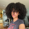 Brazilian Remy Human Hair Afro Kinky Curly Wig with Bangs - Glueless 200% Density Rose Net Cap, Elegant Short Curly Bangs Wig for Women of All Ethnicities, Hair Wig