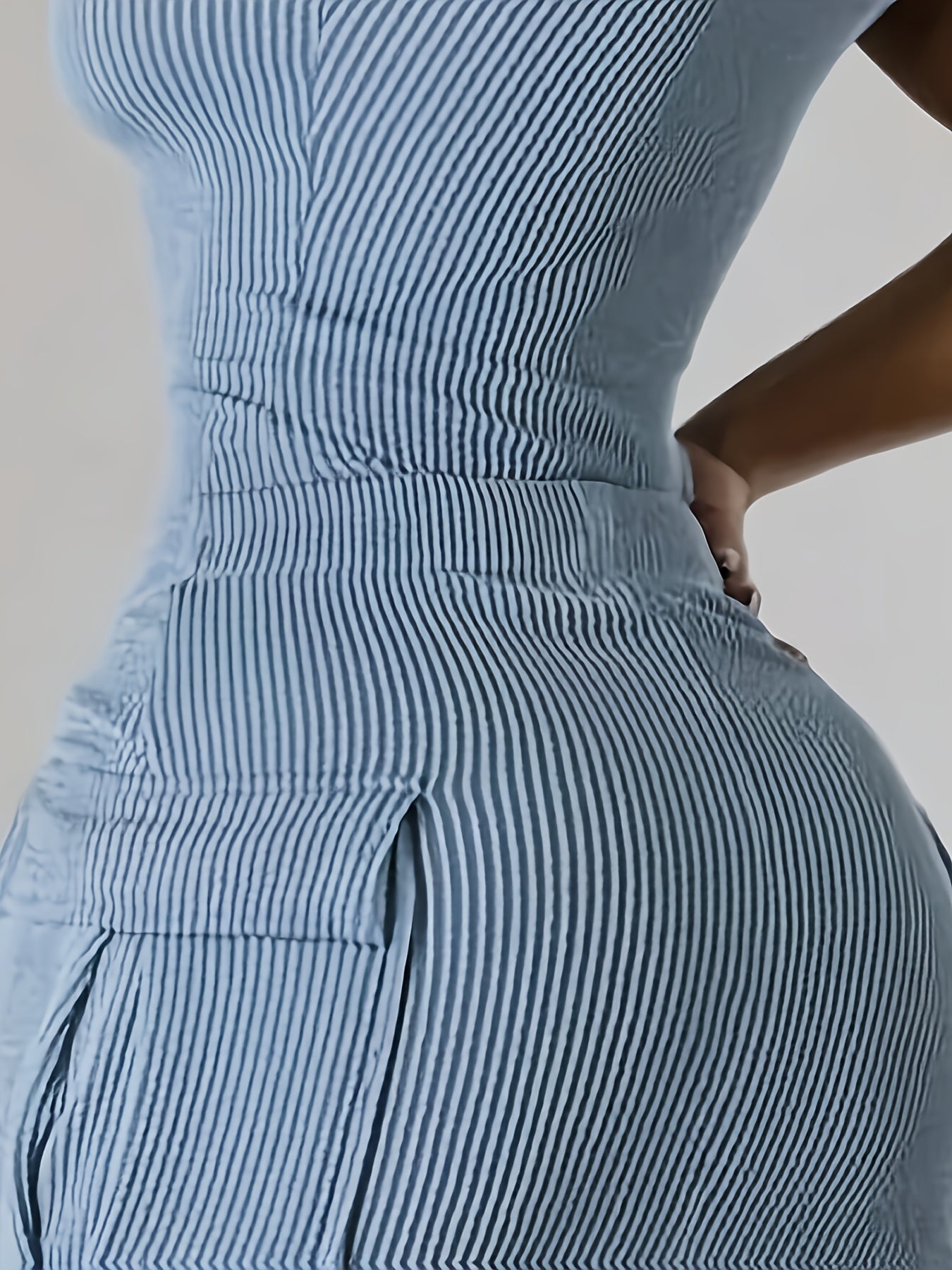Women'S Casual Striped Mini Dress with Front Pocket - Bodycon, Wide Shoulder Straps, Perfect for Summer Clubs & Parties, Party Dress | Casual Style | Sleeveless Top, Mini Dress