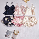 6pcs Camisole Shorts Pajamas in Various Color Combinations, Sweet Women'S Pajama Set, Faux Silky Women'S Loungewear And Casual Wear.