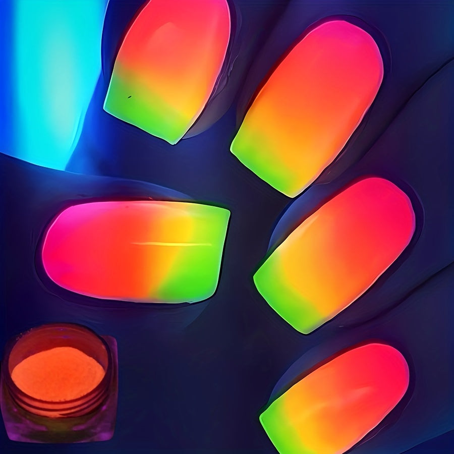1 Box Neon Phosphor Powder Nail Glitter Powder Dust Luminous Pigment Fluorescent Powder Glow In The Dark Nail Glitters For Nail Decoration For Music Festival