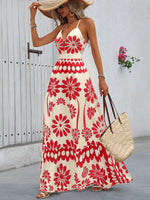 Printed Strap Maxi Dress With A Vacation-ready Open-back Design