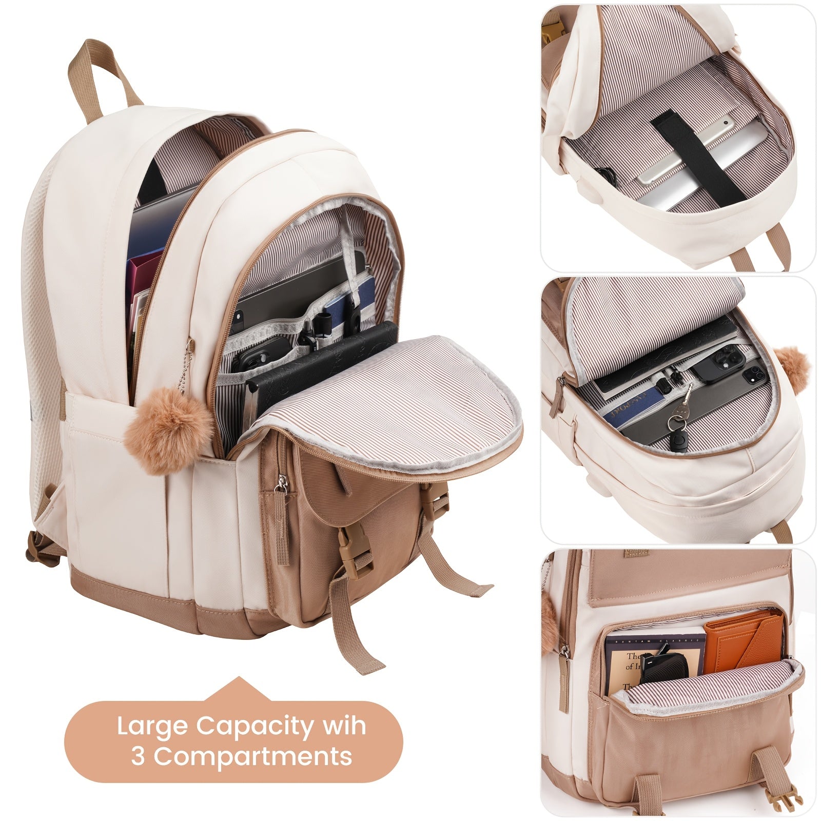 Backpacks For Girls, 15.6 Inch Laptop School Bag Cute College Backpack Large Bookbags For Teens Women Students Anti Theft Travel Daypack
