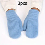 3-Pack CozyWarm Women'S Knitted Mittens - Polyester & Wool Blend, Elastic Windproof Fingerless Gloves for Driving and Cycling, Warm and Cozy Outdoor Accessories
