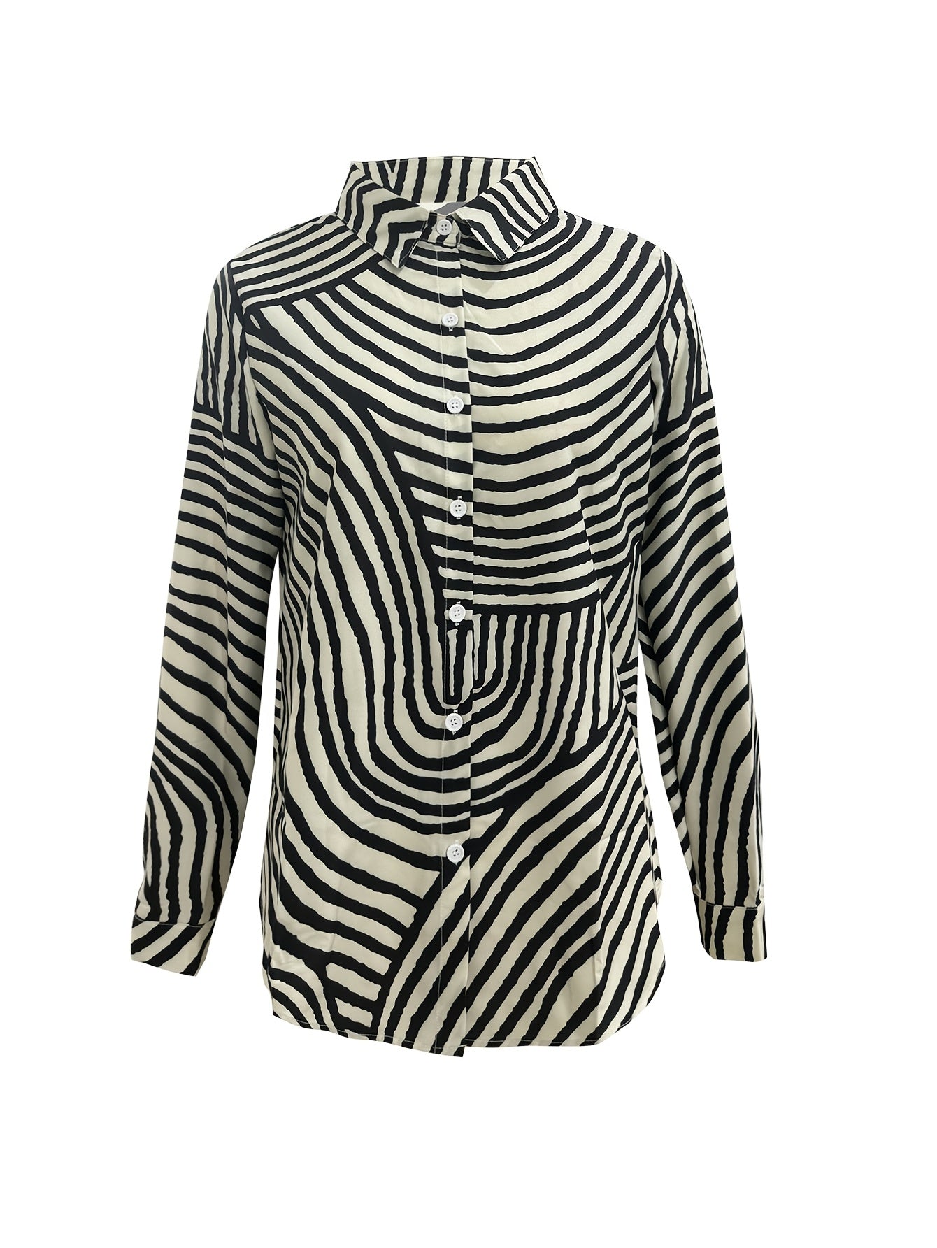 Mother'S Day Women'S Casual Long-Sleeve Shirt with Geometric Print And a Collar Design.