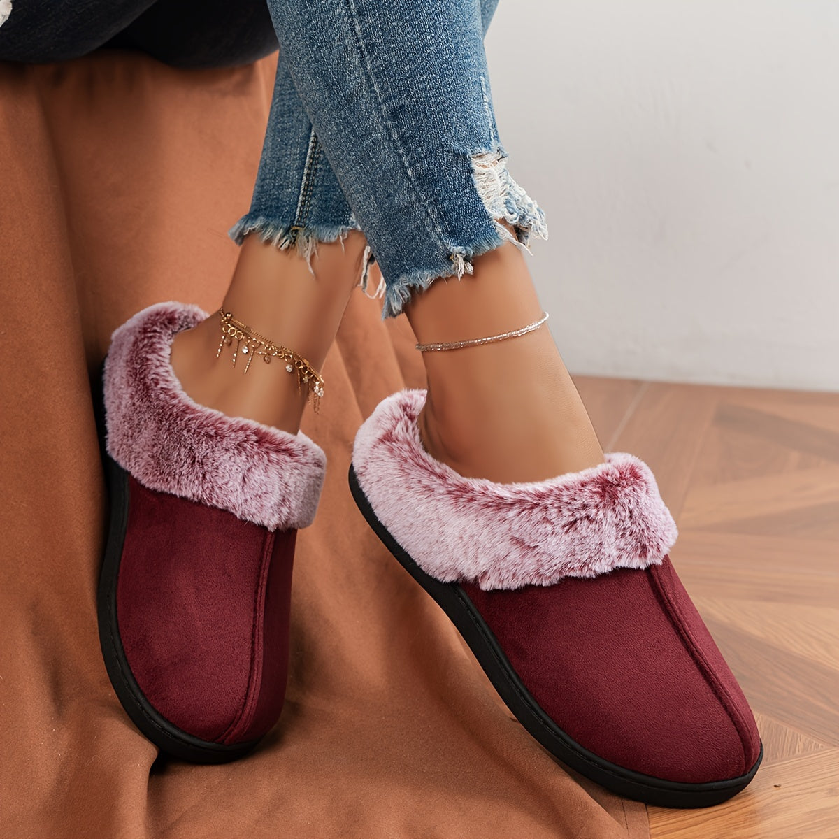 CozyPlus Slippers - Ultra-Soft, Plush Lined, Non-Slip, Closed-Toe, Flat Sole, Warm, and Fuzzy Winter Shoes for Home - Soft, Gentle, and Comfortable Footwear for Cold Weather