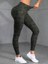 Women's Camouflage High-Waisted Yoga Pants with Pocket - All-Season Knit Fabric, Mid-Stretch, Sports Style, Polyester Material