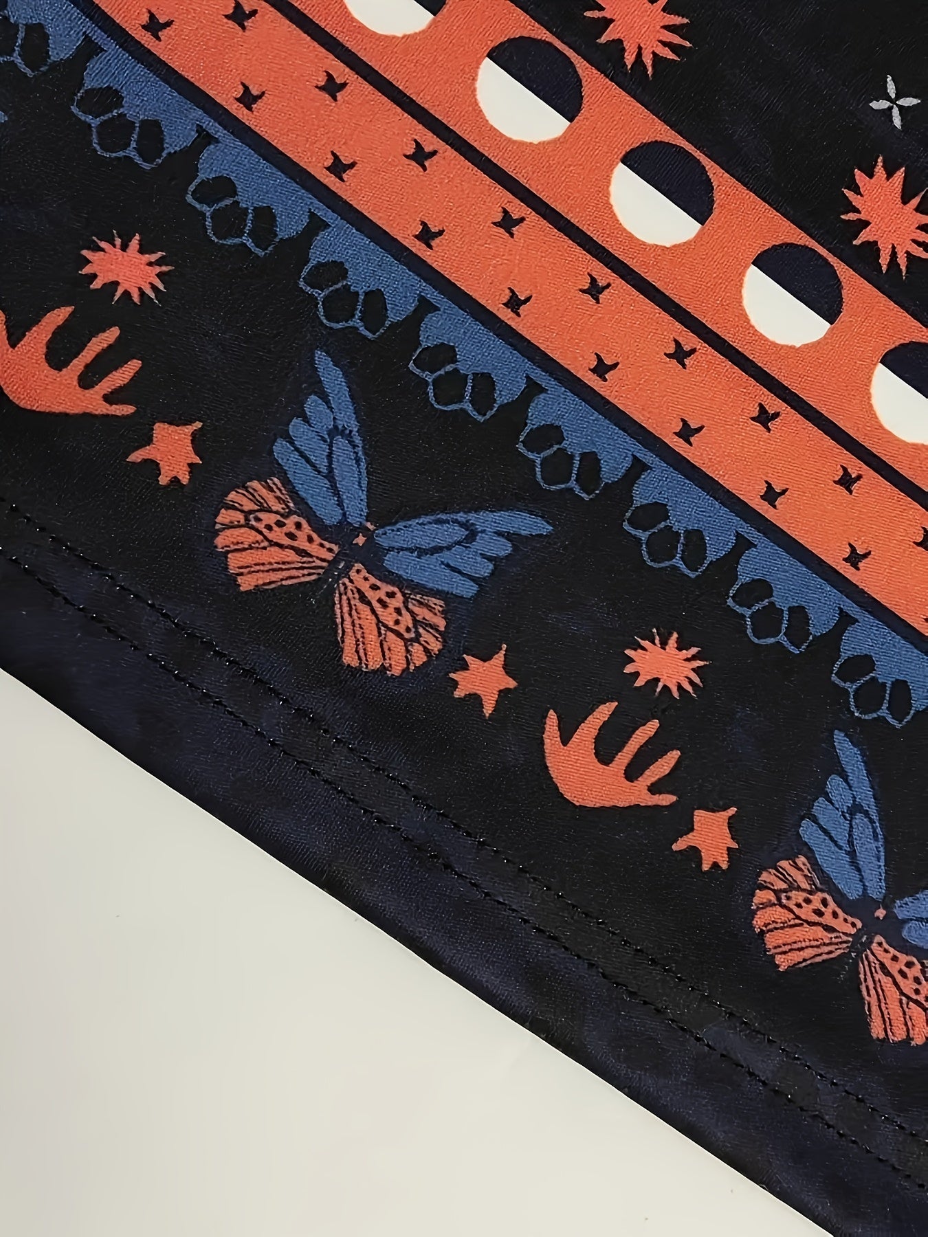 Sexy Butterfly Print Two-piece Set, Backless Crop Halter Top & Wide Leg Pants Outfits, Women's Clothing
