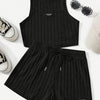 Elegant Directional Fashion Women'S Striped Skin-Friendly Tank Top And Shorts Set