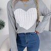 Long-Sleeved Pullover Sweater with a Sweet Heart Pattern for Autumn And Winter Casual Wear.