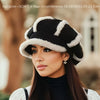 Women'S Packable Cotton Blend Beret, Chic Plush-Lined Octagonal Cap, Elastic Knit Fisherman Hat, with Jacquard Craftsmanship, for Autumn & Winter