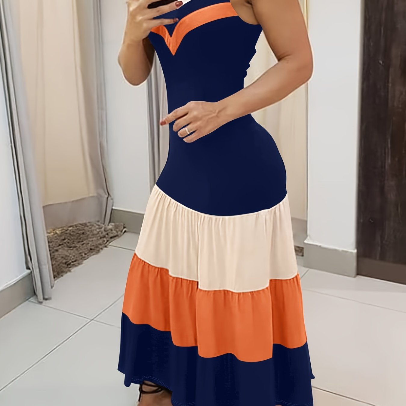 Color-Blocking Spaghetti Strap Dress