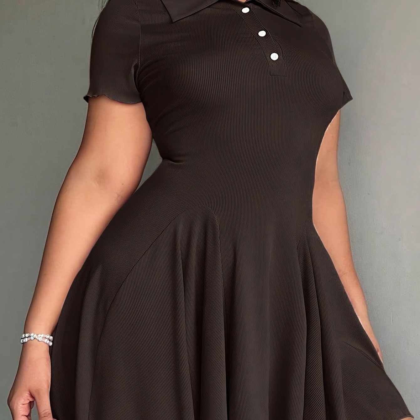 Women'S Casual Tennis Polo Dress - Short Sleeve, Button-Up Collar, Ribbed Texture, Knee-Length with Paddles, Beige, Casual Wear|Short Sleeve Dress|Buttonup Collar Dress