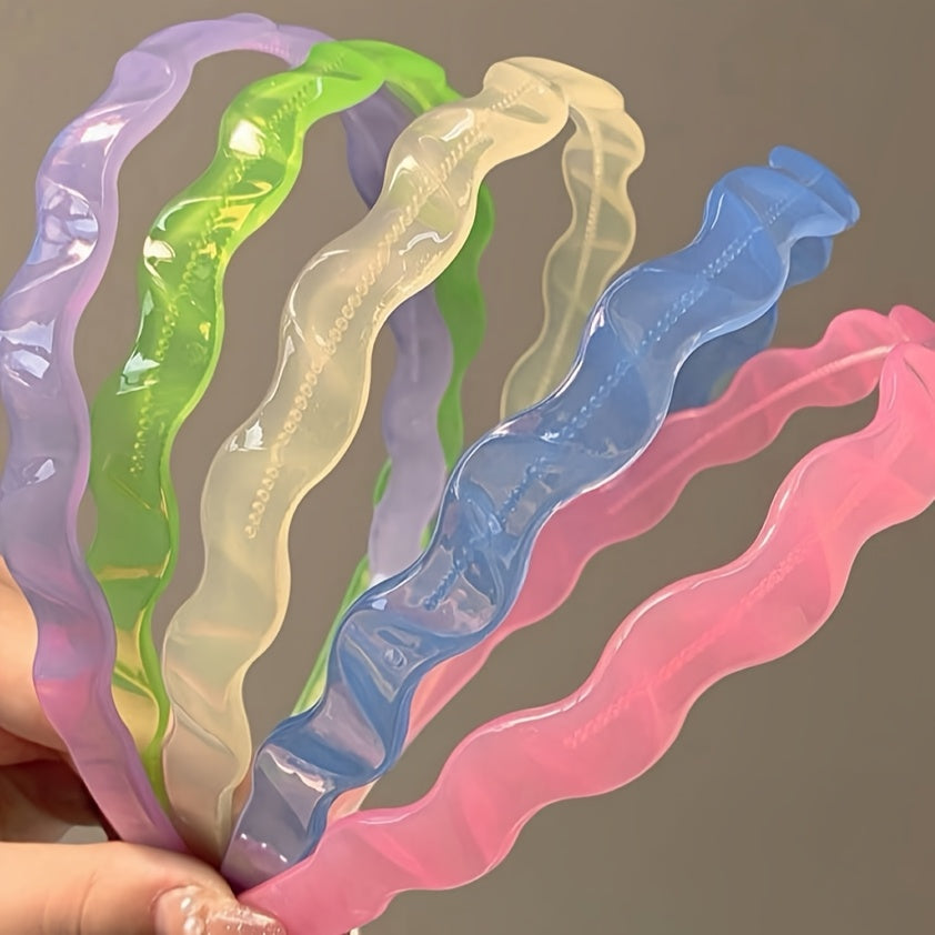 Hairband for Women in Jelly Color, Face Washing, Hair Pressing, Teeth, Waves, Anti-slip Headband, Women's Outing, Versatile Hair Clip, Temperament Headwear
