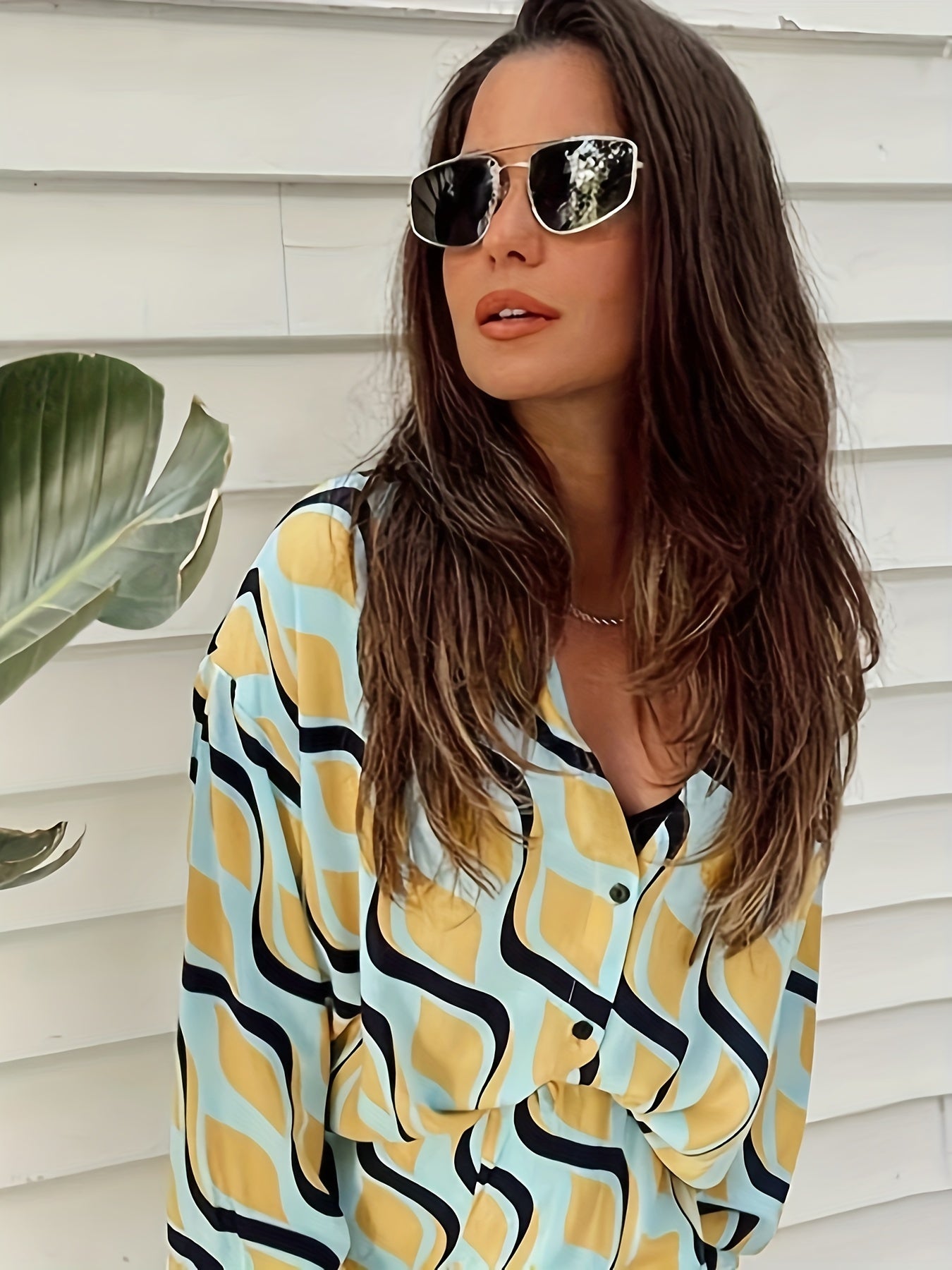 Casual Sweet Printed Long-Sleeve Shirt And Pants Two-Piece Set