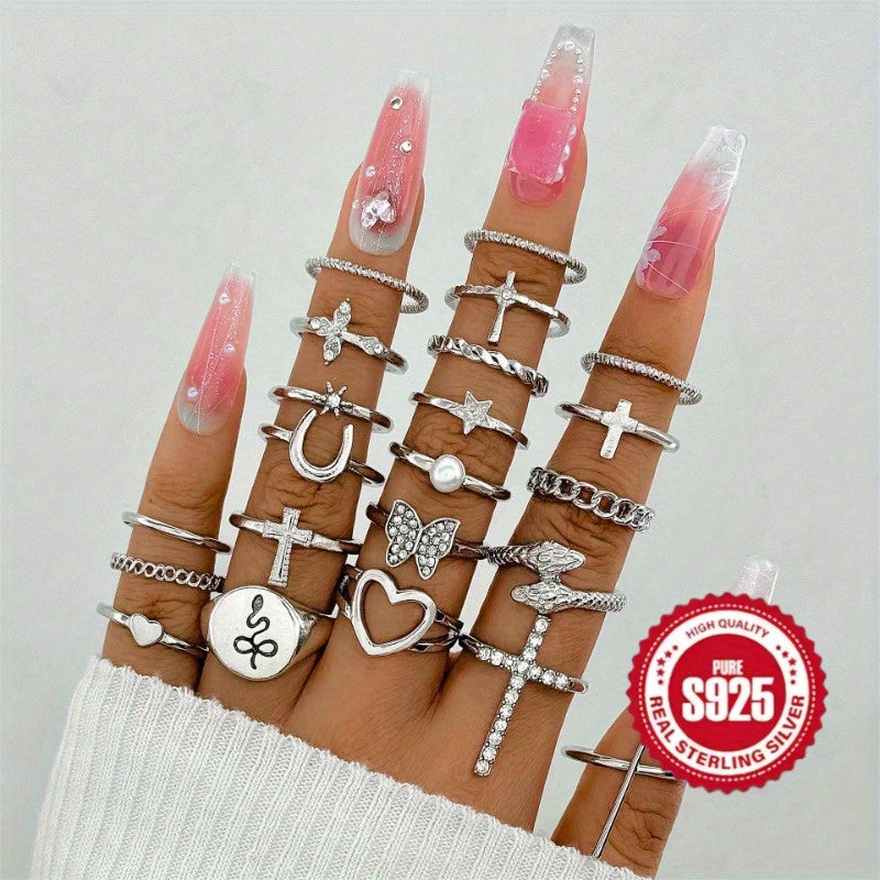 Commuter fashion personality Everything ring Creative cross snake ring, perfect gift for Valentine's Day