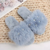 Fuzzy Faux Pearl Home Slippers, Soft Sole Plush Lined Indoor Shoes, Non-slip Floor Mute Slippers, Winter & Autumn