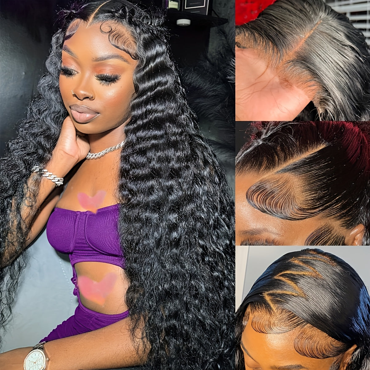 200% Density Deep Wave Lace Front Wigs Human Hair 13x4 HD Transparent Lace Frontal Human Hair Wigs For Women Lace Wig Pre Plucked With Baby Hair