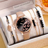 Women's Watch 6pcs Fashion Casual Elegant Simple Round Quartz Wristwatch And Woven String, Bracelet Jewelry Set Mother's Day Women Party Holiday Birthday Wear Or As Sisters The Best Gift for A Lady No Box
