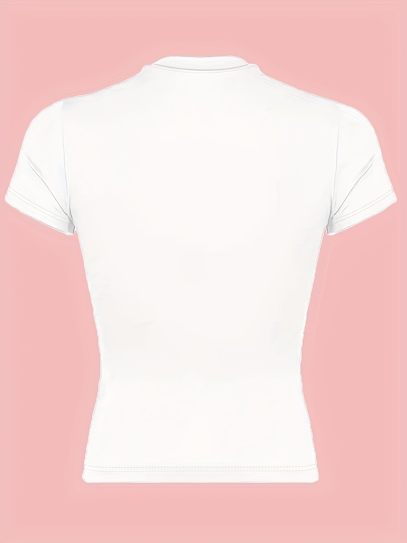 Y2K-Inspired Pearl & Woman Portrait Print T-Shirt - Casual, Short Sleeve, Round Neck, Polyester Knit Top for Spring/Summer, Casual Wear | Graphic Tee | Knit Construction