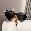 1pc Heart Shaped One-piece Fashion Glasses For Women Luxury Rhinestone Flower Decorative Shades Costume Party Props For Music Festival And Halloween