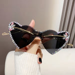 1pc Heart Shaped One-piece Fashion Glasses For Women Luxury Rhinestone Flower Decorative Shades Costume Party Props For Music Festival And Halloween