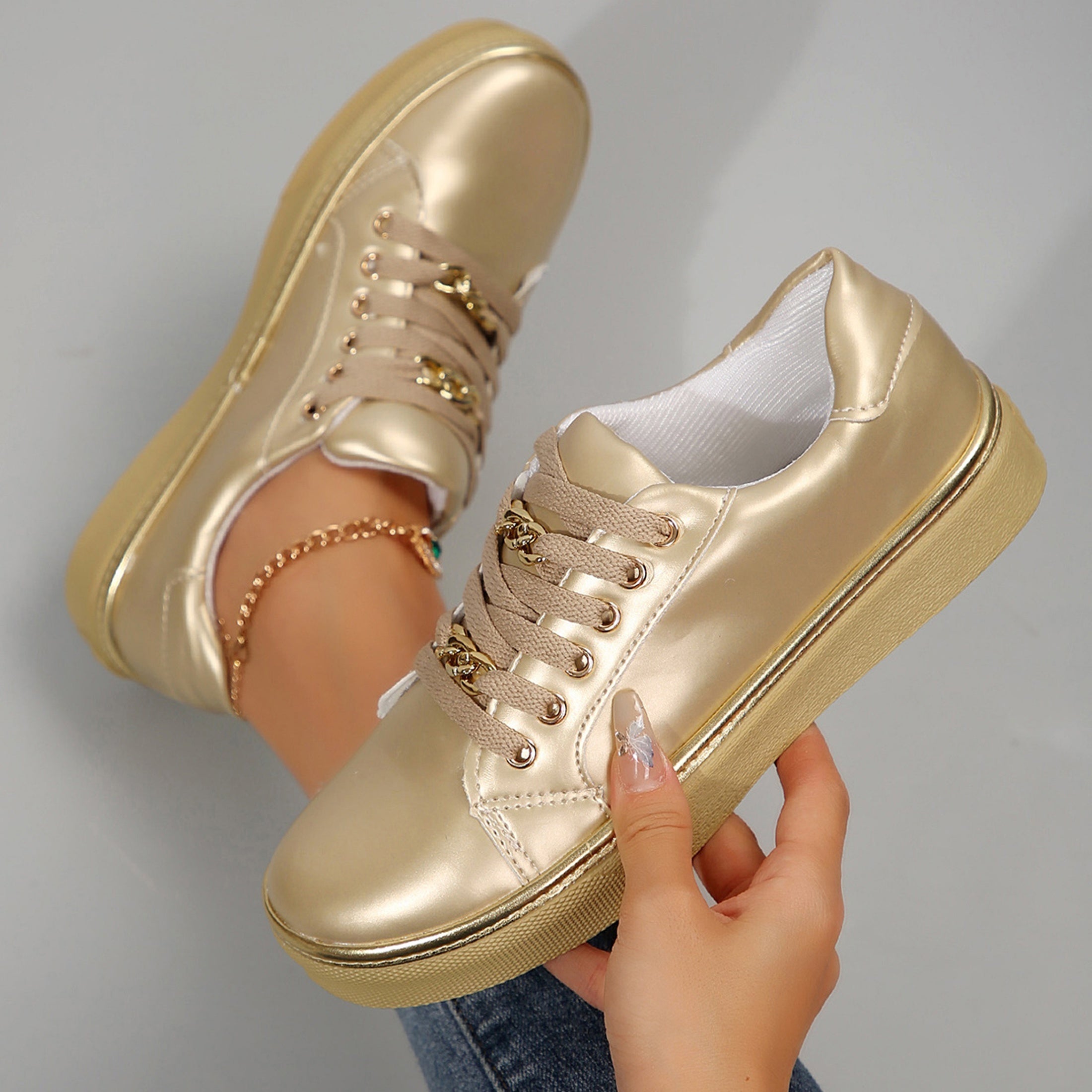 [Comfy Round Toe Canvas Sneaker] Womens Sneakers - Stylish Low Top Canvas Sneaker With Comfy Round Toe Flat Bottom And Anti-Slip Sole, Perfect For Daily Wea