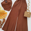 Summer Design Off-Shoulder Crop Top + Elastic Waist Flare Pants Set