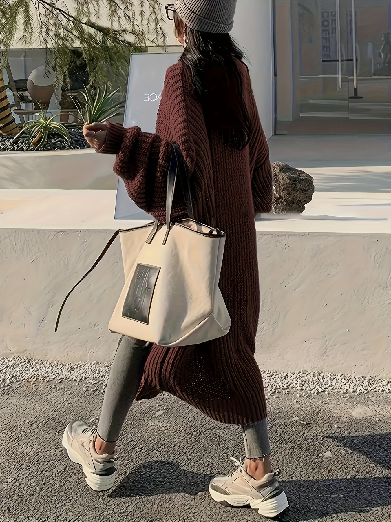 Elegant Open Front Solid Cardigan, Long Sleeve Midi Cardigan For Fall & Winter - Women's Clothing - Soft & Cozy Fabric - Perfect for Casual & Formal Occasions - Ideal Gift for Women