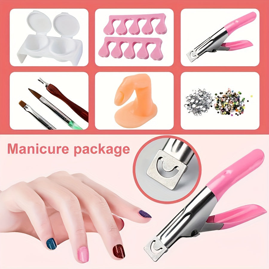 Acrylic Nail Kit for Beginners – 12 Glitter Colors + White, Clear & Pink Acrylic Powder, Full Set with Manicure Tools for Nail Extensions & Professional DIY Designs