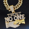 1pc Trust No One Pendant Necklace for Men & Women - Edgy Hip-Hop Cuban Link Chain with Rhinestone Accents, Bold Statement Jewelry Gift for Birthdays, Father's Day, Mother's Day, Statement Necklace | Luxury Pendant | Highquali