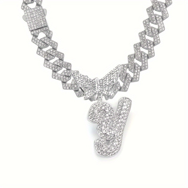 Women's Elegant Butterfly Necklace - Zinc Alloy, Rhinestones Mosaic, Synthetic Stones | Perfect Jewelry Gift | Christmas Jewelry