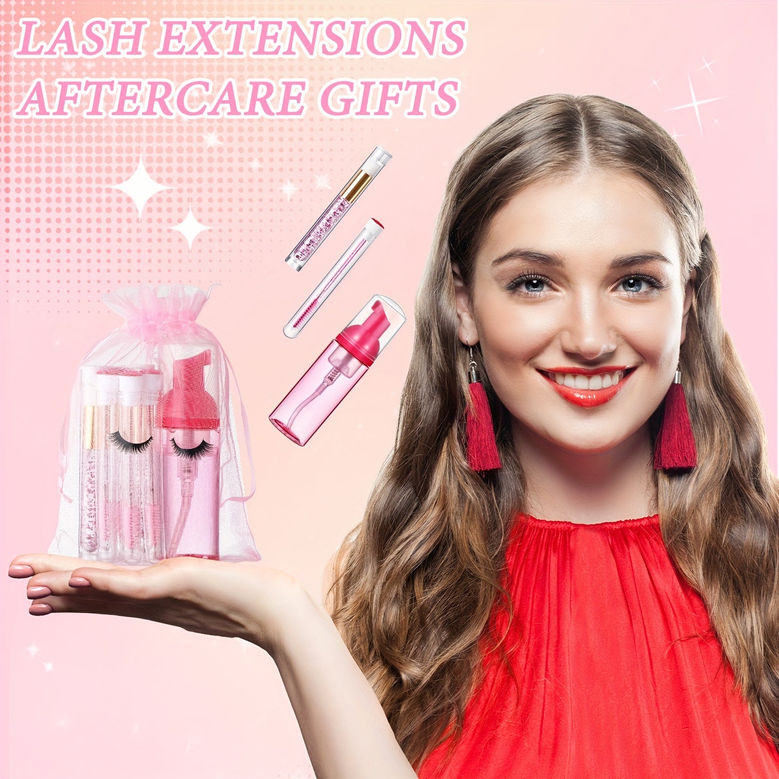 Lash Cleaning Kit - 80pcs 20 Eyelash Shampoo Foam Pump Dispensers, 20 Lash Aftercare Bag, Brushes, Pipes, Colorful For Party Favors