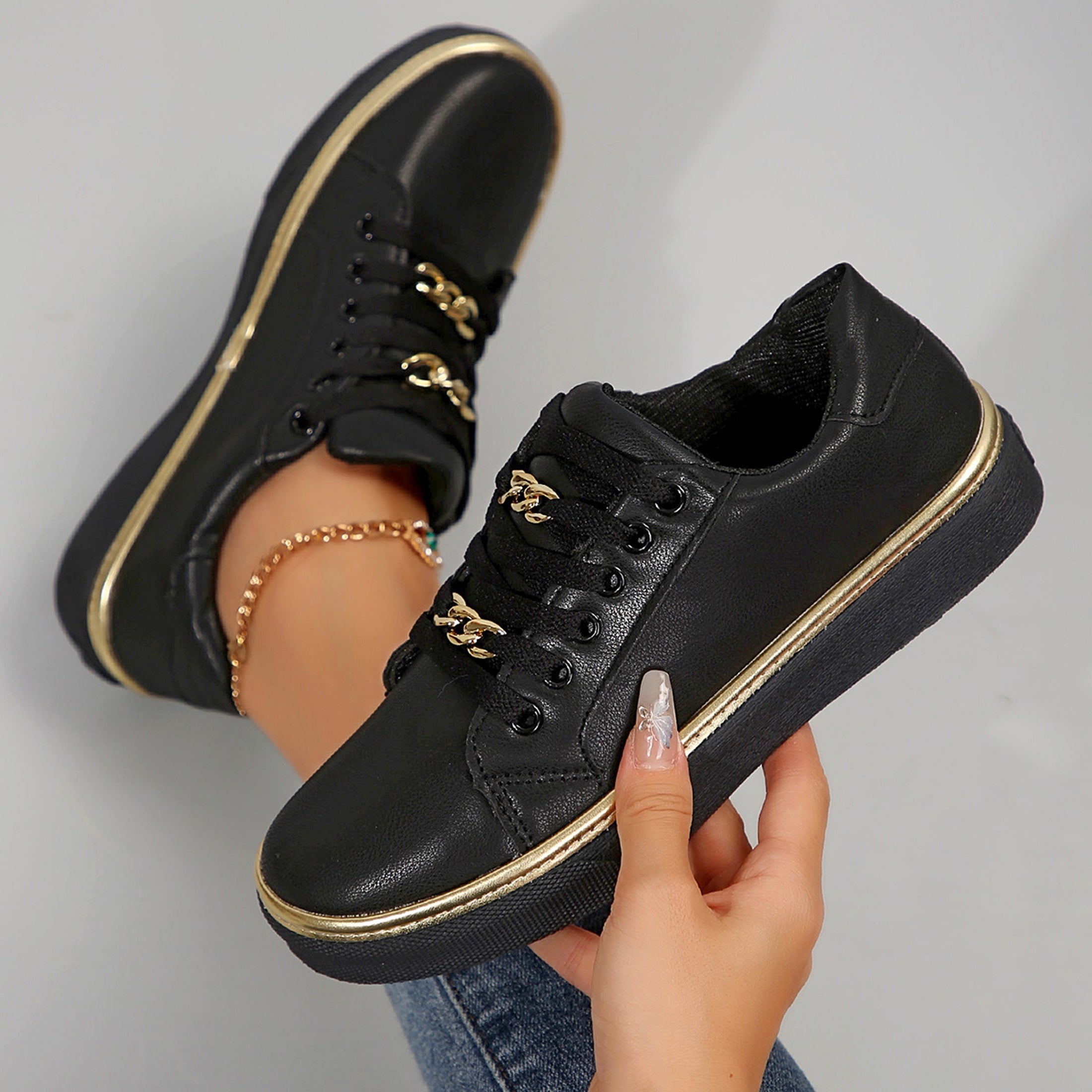 [Comfy Round Toe Canvas Sneaker] Womens Sneakers - Stylish Low Top Canvas Sneaker With Comfy Round Toe Flat Bottom And Anti-Slip Sole, Perfect For Daily Wea