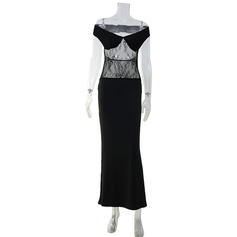 French-style Sexy Lace-panelled Bodycon Sheath Dress