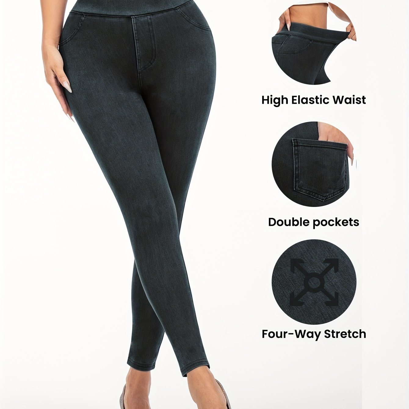 New Stylish Versatile Mid-Thin Jeans, Stretchy Slim-Fit Casual Women'S Denim Pants with Pockets.