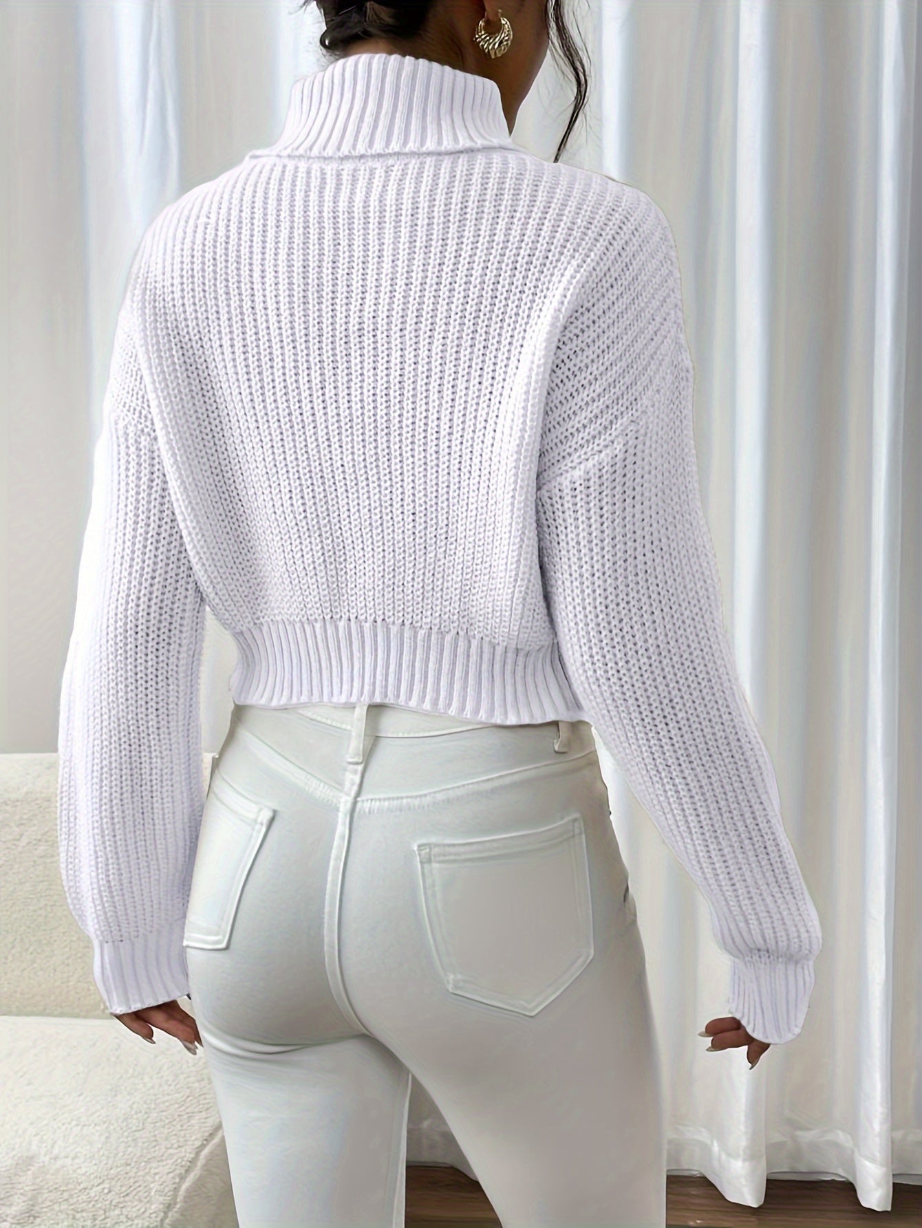 Winter Warmth] Elegant Pink Butterfly Sweater for Women - Cozy Turtleneck, Long Sleeve, 100% Polyester Knit Pullover, Casual Style, Perfect for Fall/Winter
