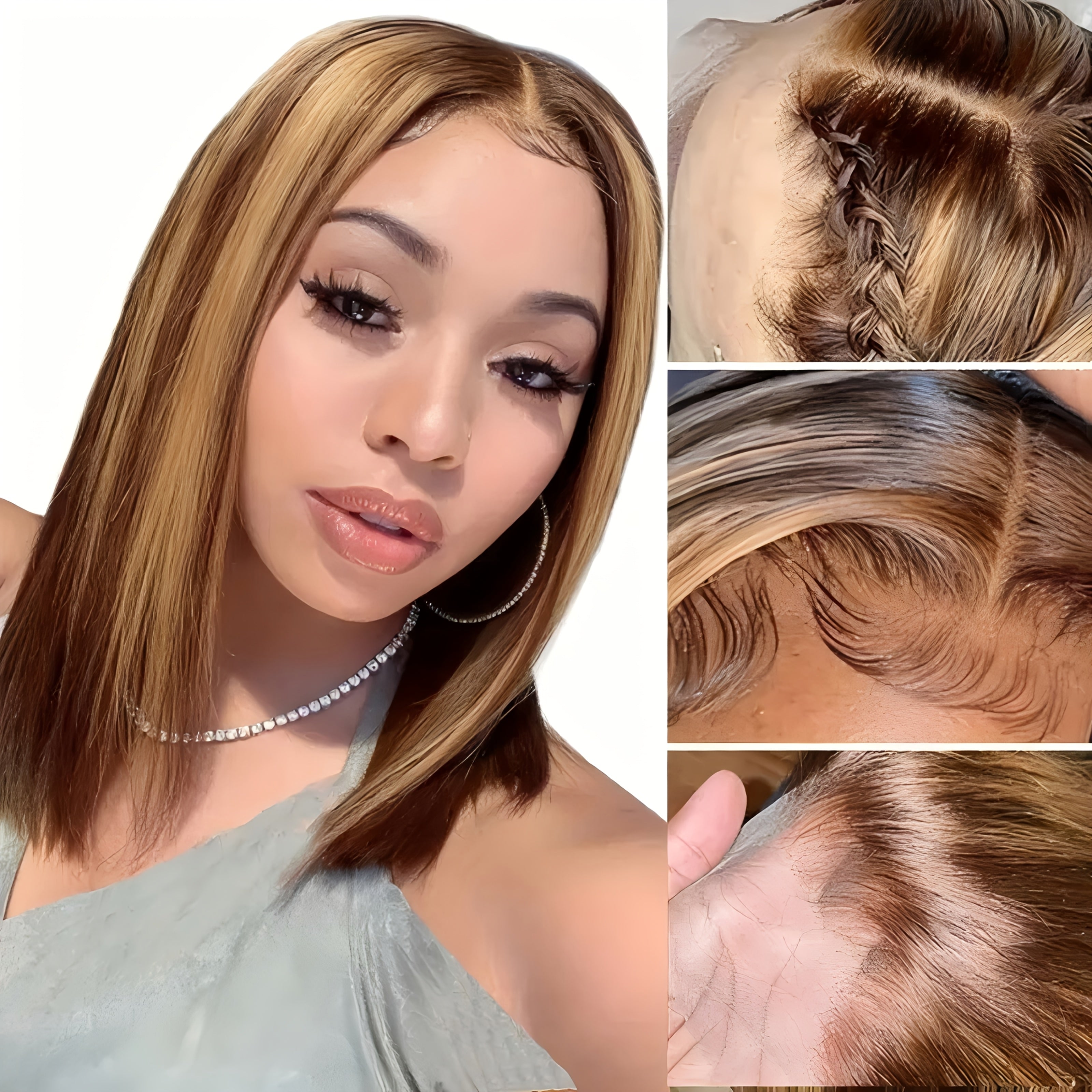 TIMOPOL Bob Wig Human Hair Glue-Free 13x4 Lace Front Wig Human Hair 10-16 "pre-drawn High Definition Clear Lace 150% Density Short Bob Wig for Women
