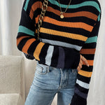Stylish Direction+Women's Striped Sweater Hoodie