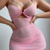 Women'S Sexy Lingerie Set, See-Through Ring Chain Halter Top, Charming Mesh Dress Paired with a G-String Thong, Elegant Two-Piece Set Combination.