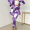 Women'S Plaid Print Button- Collar Long Sleeve Top And Pant Suit, Spring/summer Women'S Wear