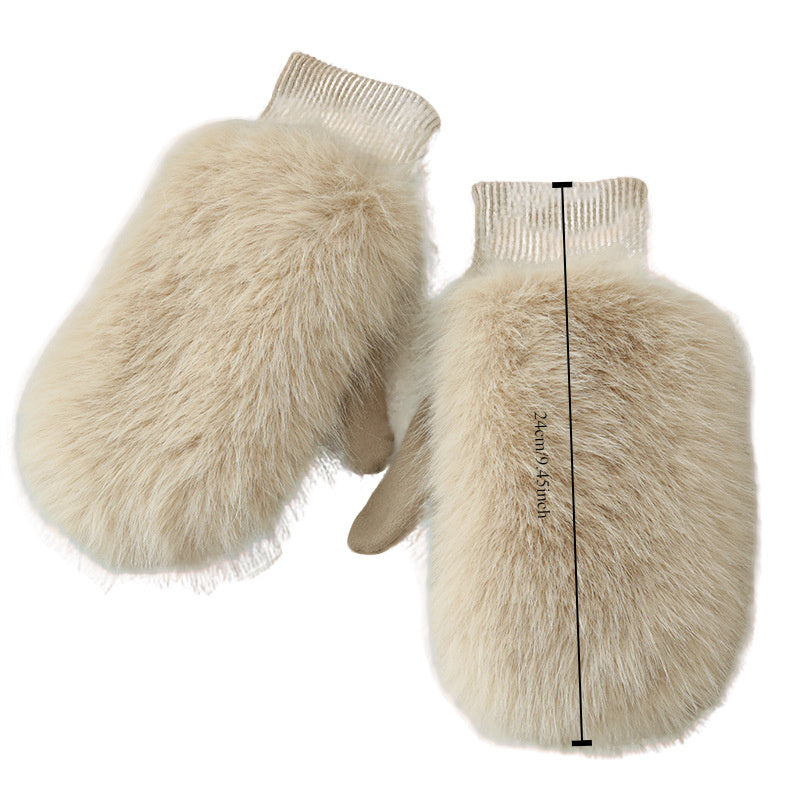 Thick, Windproof, And Cute Winter Warm Fuzzy Gloves for Cycling.