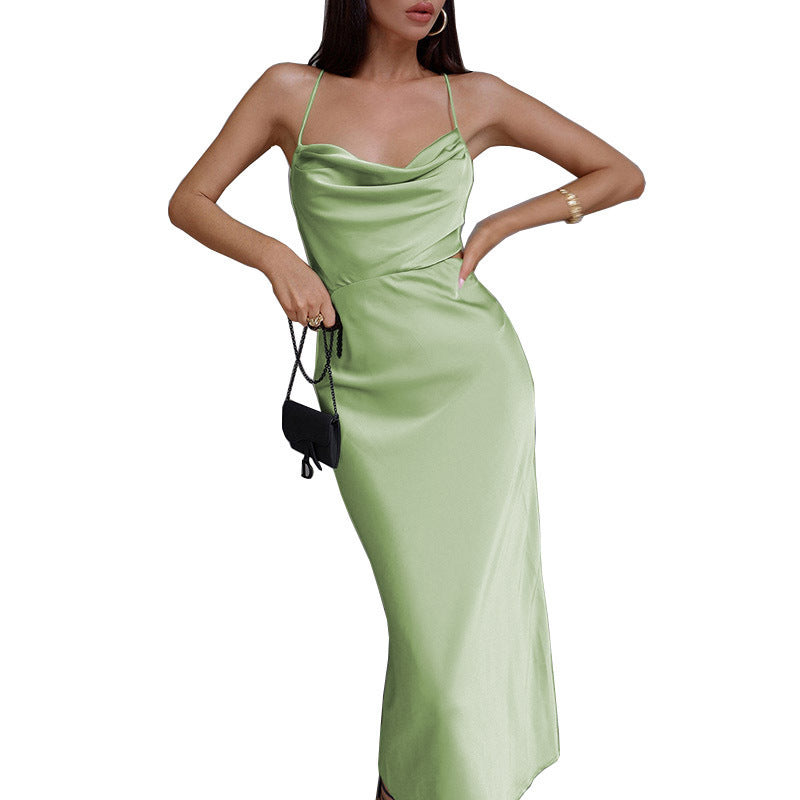 New Summer Sexy Halter Dress With A Ruffled Neckline And Shoulder Straps