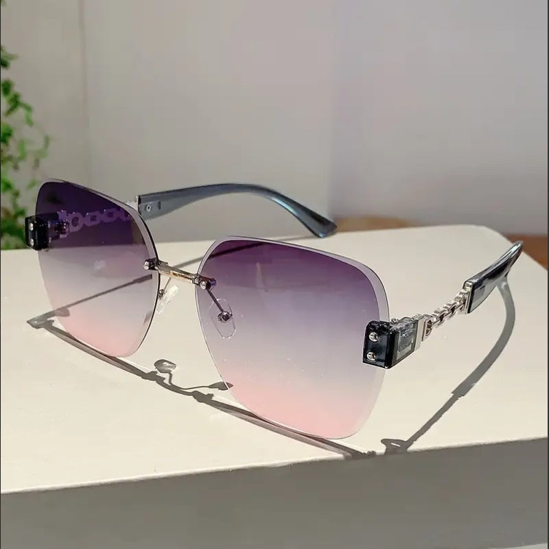 Women'S Gradient Color Fashion Hollow Glasses Large Frame Premium Outdoor Trend Glasses Suitable for Holiday Beach Parties