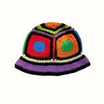 Color Block Crochet Fisherman Hat, Retro Ethnic Style Casual Hollow Out Breathable Bucket Hat