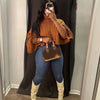 Cozy Turtleneck Cropped Sweater - Soft Knit, Loose Fit, Solid Colors - A Stylish Womens Layering Essential for Autumn/Winter