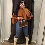 Cozy Turtleneck Cropped Sweater - Soft Knit, Loose Fit, Solid Colors - A Stylish Womens Layering Essential for Autumn/Winter