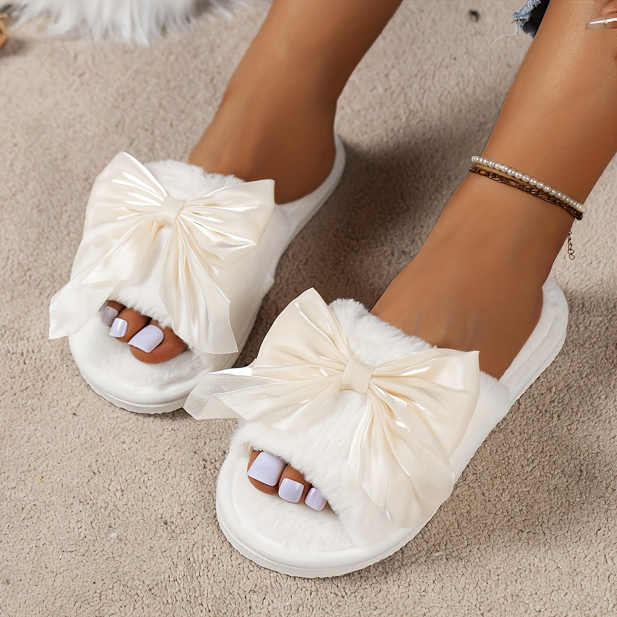 Cozy Fluffy Slippers - Ultra Soft, Lightweight, Mute, Non-Slip, and Warm Shoes with Plush Lined Fabric Insole and EVA Sole for All-Season Comfort - Minimalist Design