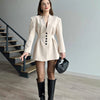 Solid-color Long-sleeve V-neck Multi-button Dress