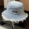 Stylish Basin Bucket Hat - Lightweight, Distressed, Raw Hem, Casual Sunshade Fisherman Cap for Women and Girls - Blue Denim Washed, Soft, Breathable, Adjustable, Perfect for Outdoor Activities